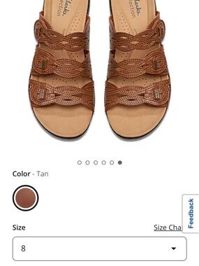 Clarks Brown Braided Leather Slide Sandals